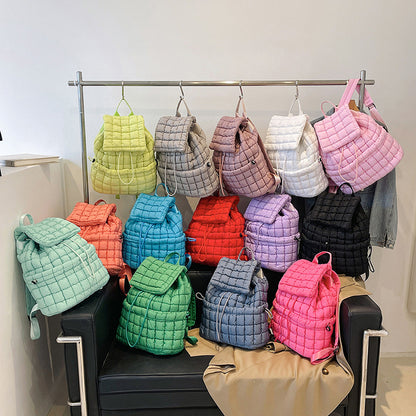 Fashionable candy color quilted backpack