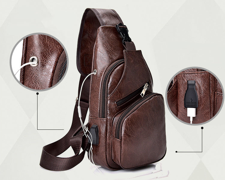 Retro PU shoulder bag for men