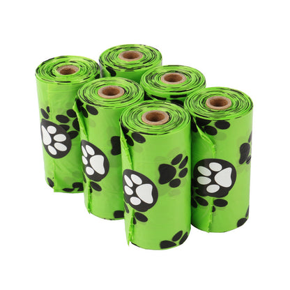 Biodegradable pet waste bags 6 rolls green