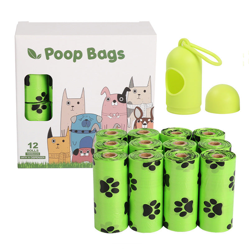 Biodegradable pet waste bags 12 rolls with dispenser green