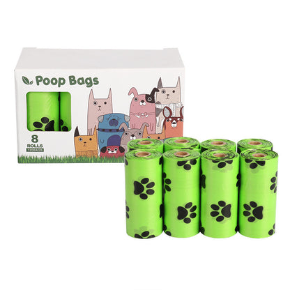 Biodegradable pet waste bags 8 rolls green