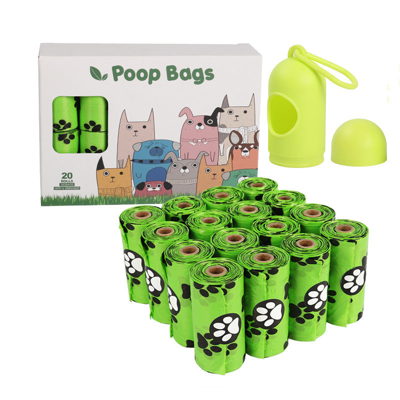 Biodegradable pet waste bags 20 rolls with dispenser green