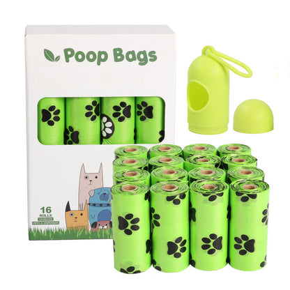 Biodegradable pet waste bags 16 rolls with dispenser green