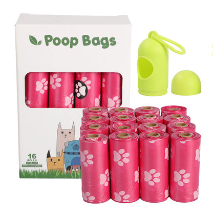 Biodegradable pet waste bags 16 rolls with dispenser red