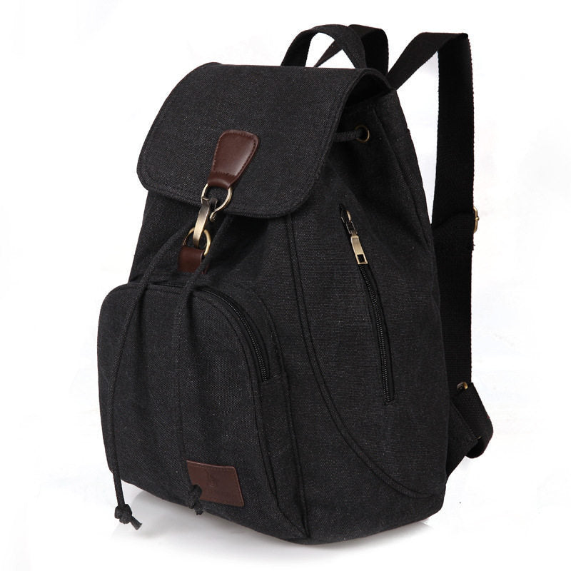 Chic vintage canvas backpack for women black