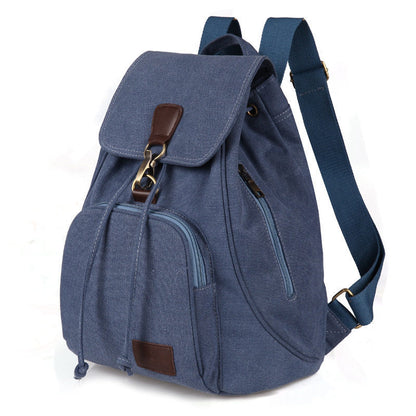 Chic vintage canvas backpack for women blue