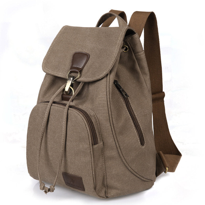 Chic vintage canvas backpack for women coffee