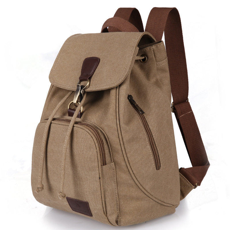 Chic vintage canvas backpack for women brown