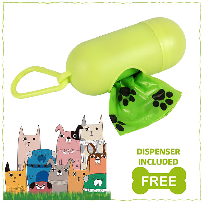 Biodegradable pet waste bags with dispenser