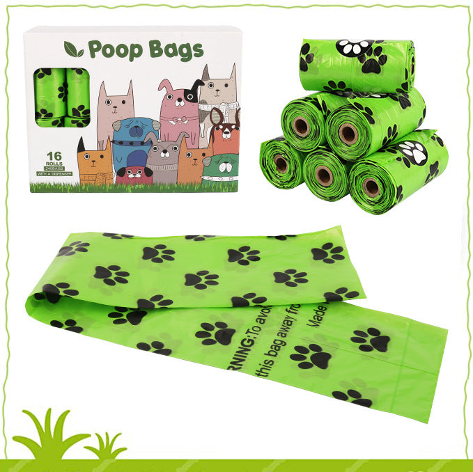 Biodegradable pet waste bags - 16 rolls green