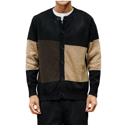 Cardigan sweater coat for men Coffee Black Cream Fit