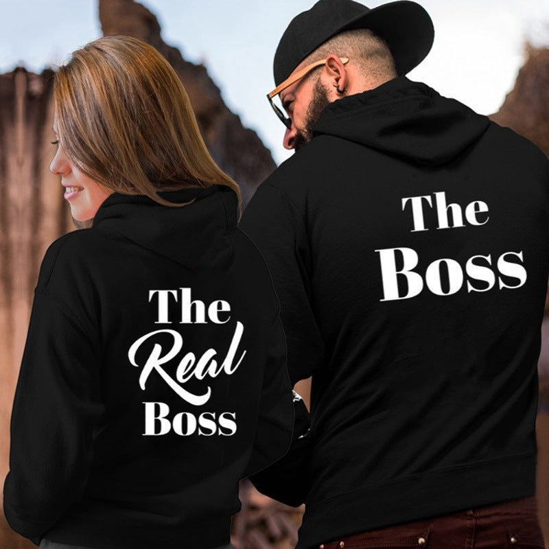 Matching couple hoodie casual sweater The real boss and The Boss