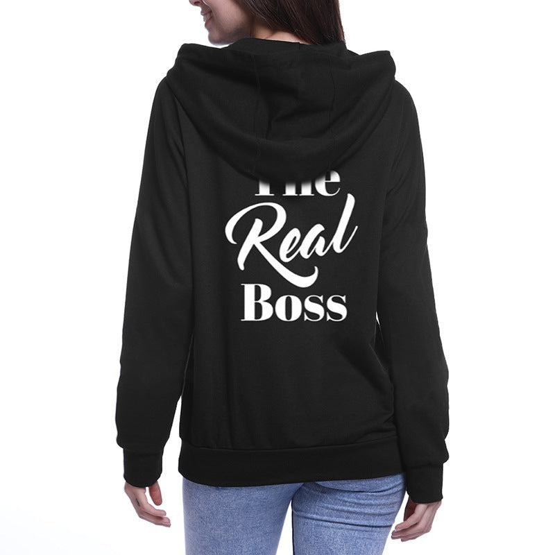 Casual sweater for couples The Real Boss Back