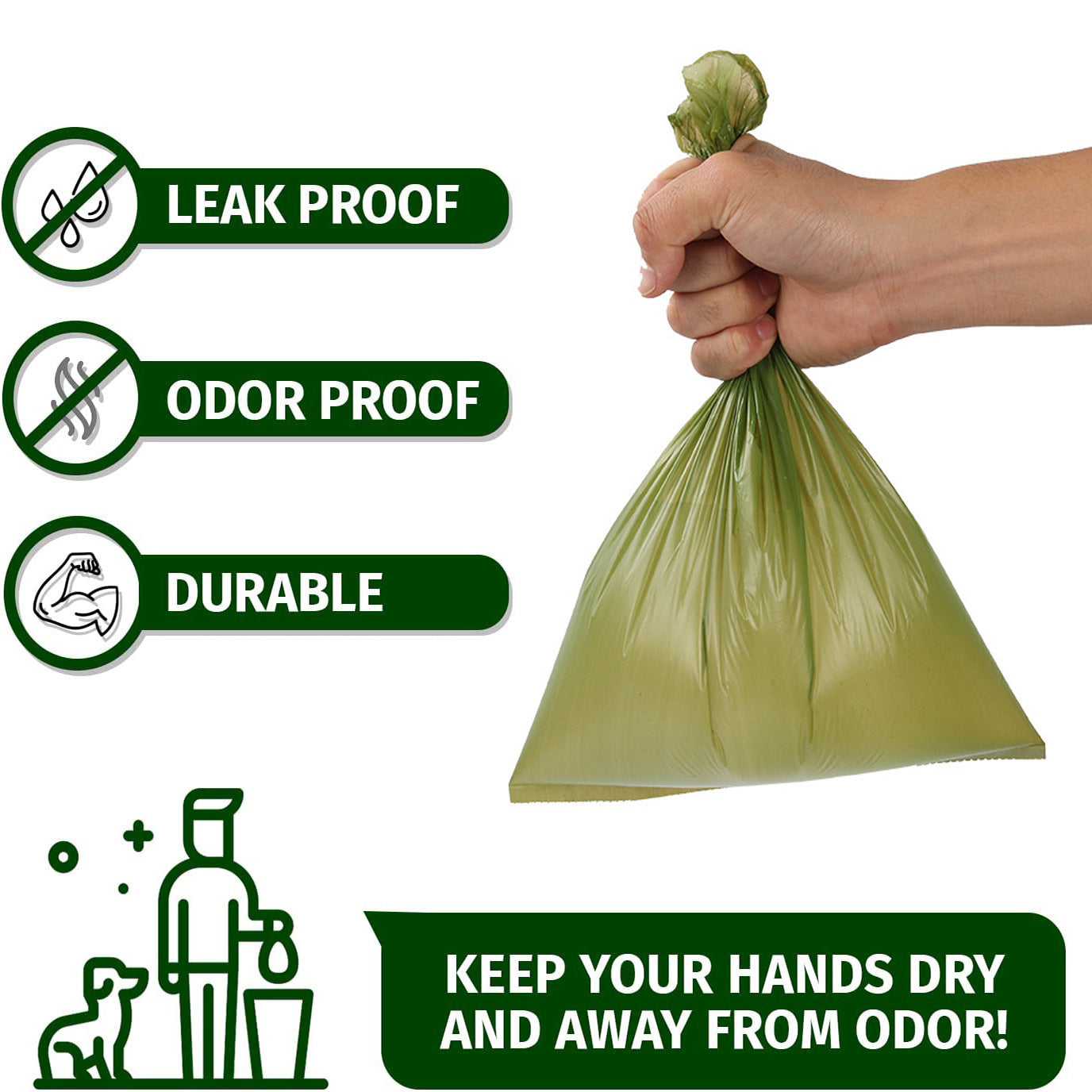  leak proof, odor proof and Durable dog waste bags for easy disposal