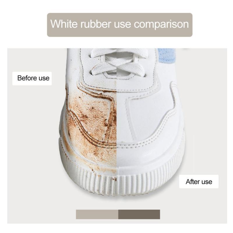 Leather and suede shoe cleaning eraser - white rubber use comparison