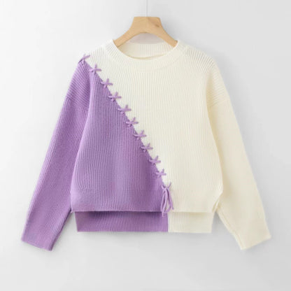 Western style cashmere sweater for women Purple