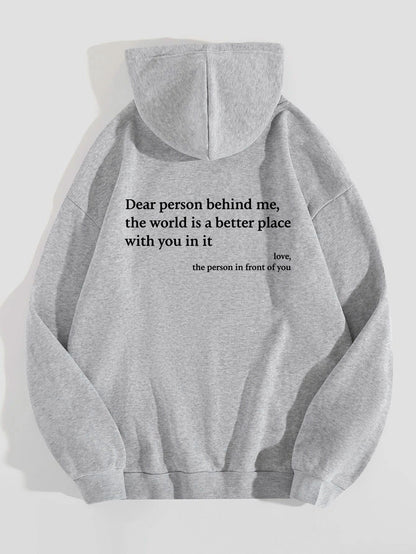 Inspirational message hoodie with kangaroo pocket