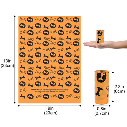 Biodegradable pet waste bags size guide orange