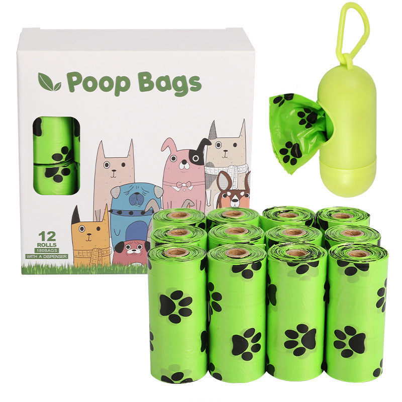 Biodegradable pet waste bags 12 rolls with dispenser green