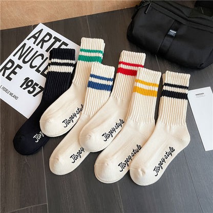 Patterned thick thread tube socks for men