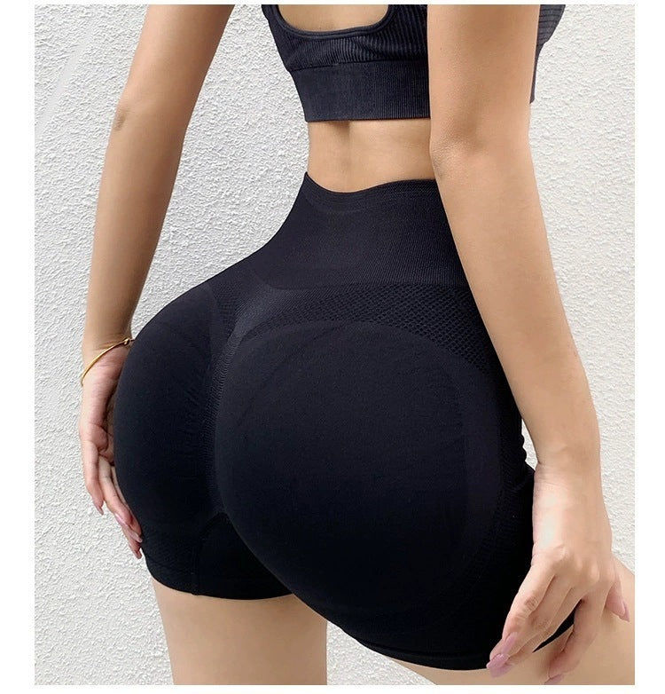 Women’s seamless gym leggings with butt lift back view Black