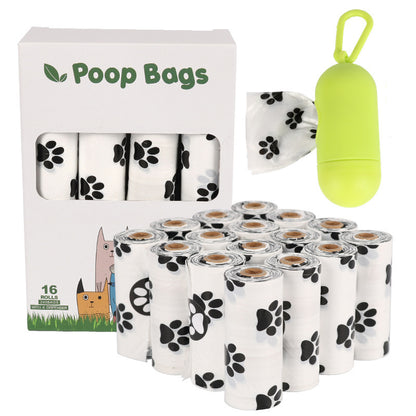 Biodegradable pet waste bags 16 rolls with dispenser white