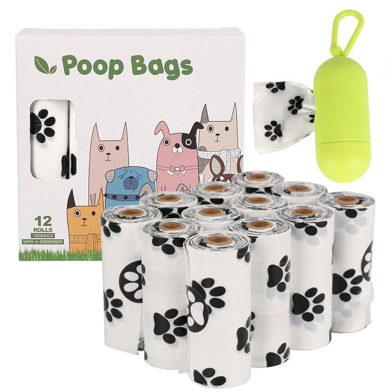 Biodegradable pet waste bags 12 rolls with dispenser white