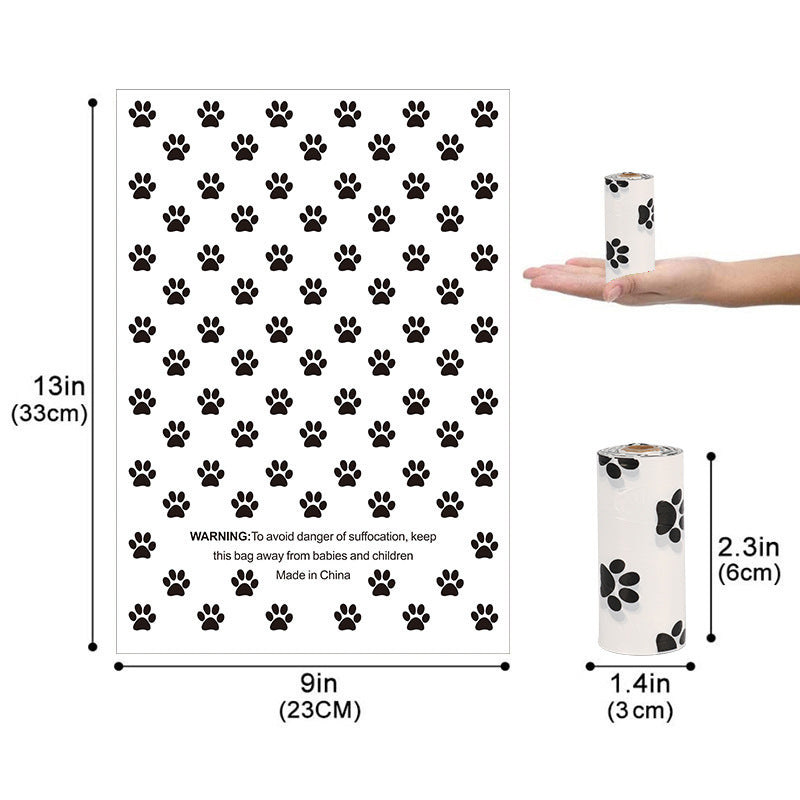 Biodegradable pet waste bags size guide white