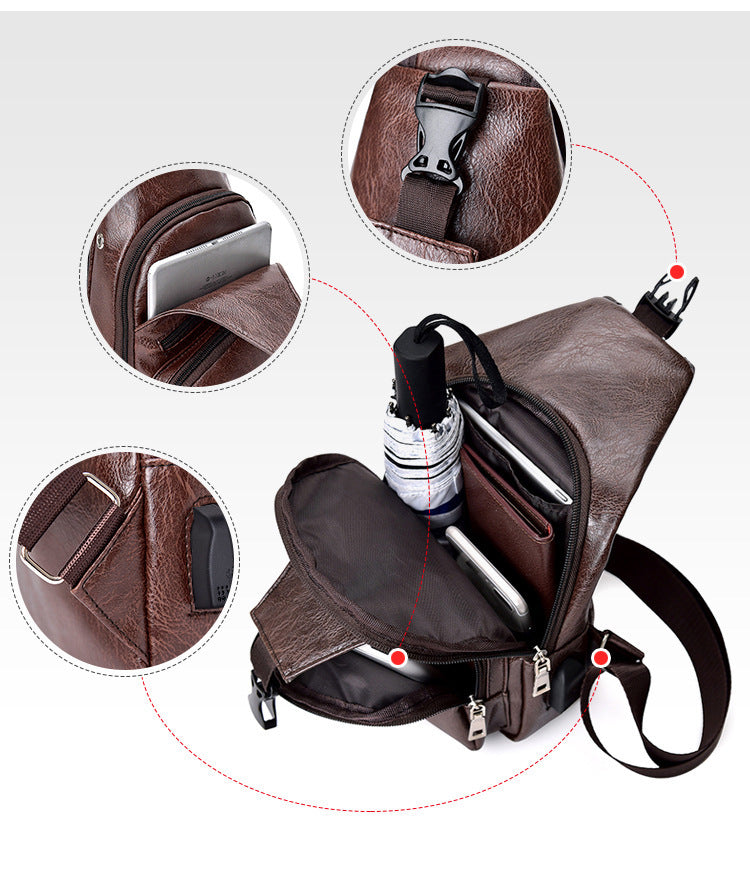 Men's USB charging anti-theft chest bag