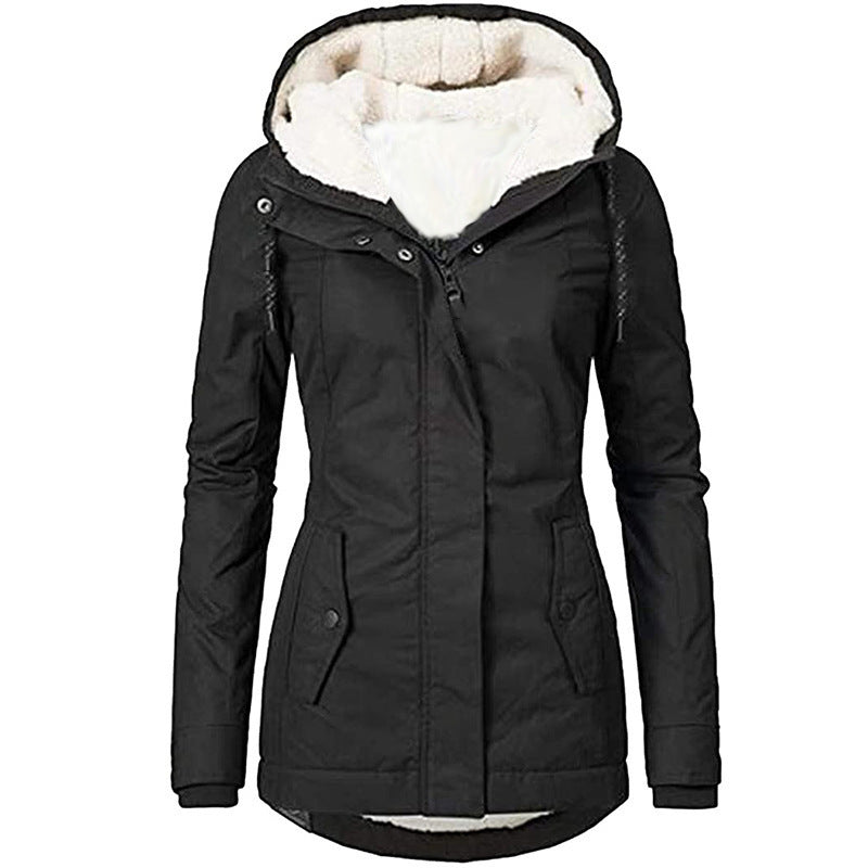 Cozy padded fleece coat with pockets for women