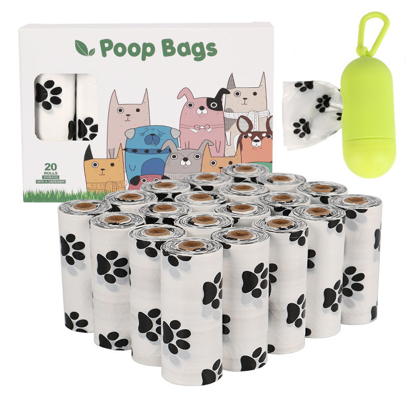 Biodegradable pet waste bags 20 rolls with dispenser white