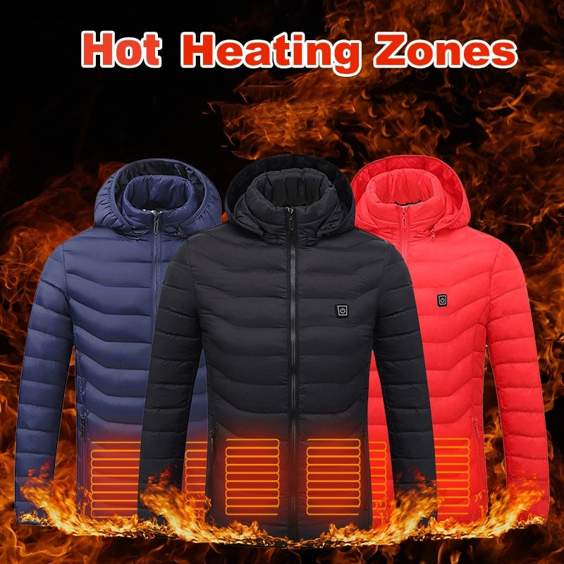 Men's heated jacket coat with USB electric heating