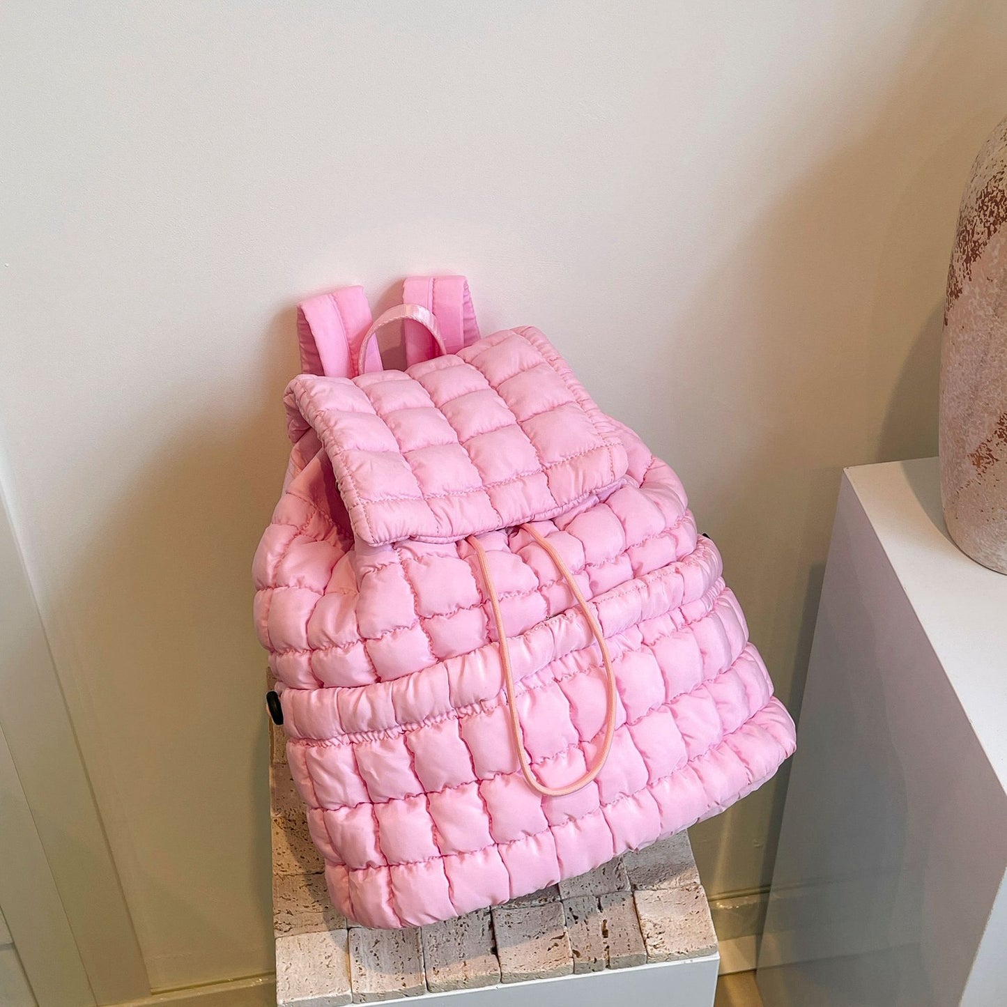 Stylish quilted backpack with candy colors