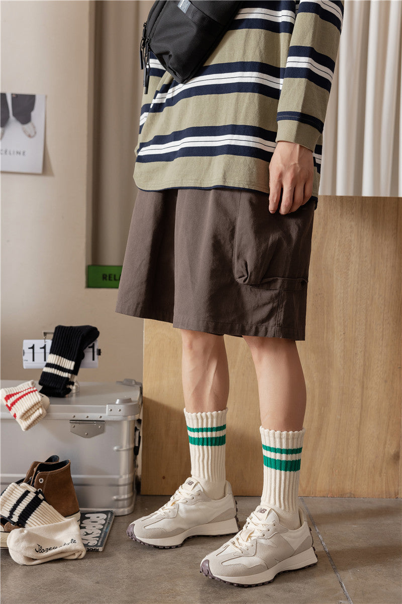 Patterned thick thread tube socks for men