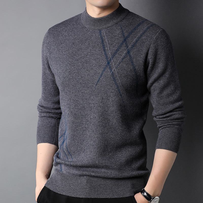 High-quality jacquard pattern wool sweater