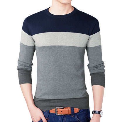 Pure cotton slim sweater knit bottoming shirt for men