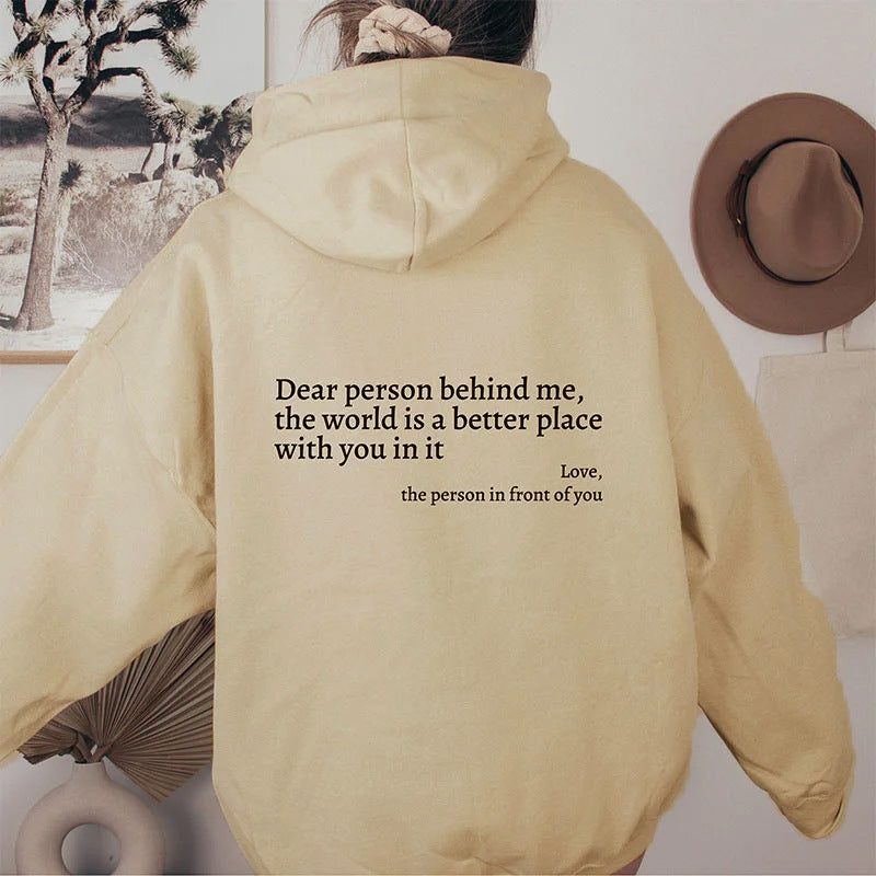 Inspirational message hoodie with kangaroo pocket