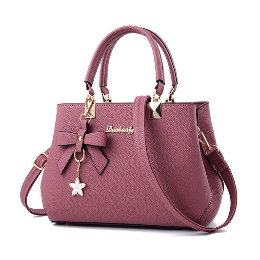 Women’s shoulder bag with bowknot and star pendant tote Pink