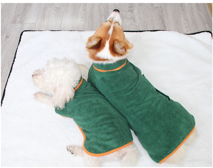 Dog robe shirt green