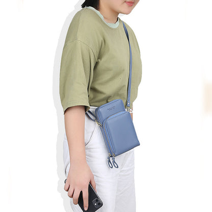 Fashion crossbody phone bag blue with model