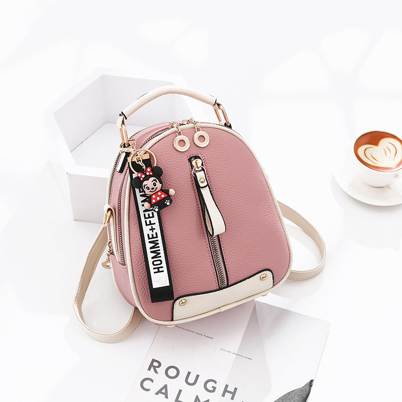 Fashionable backpacks for ladies zipper pink