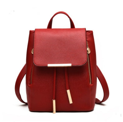 Korean style fashion backpack wine red