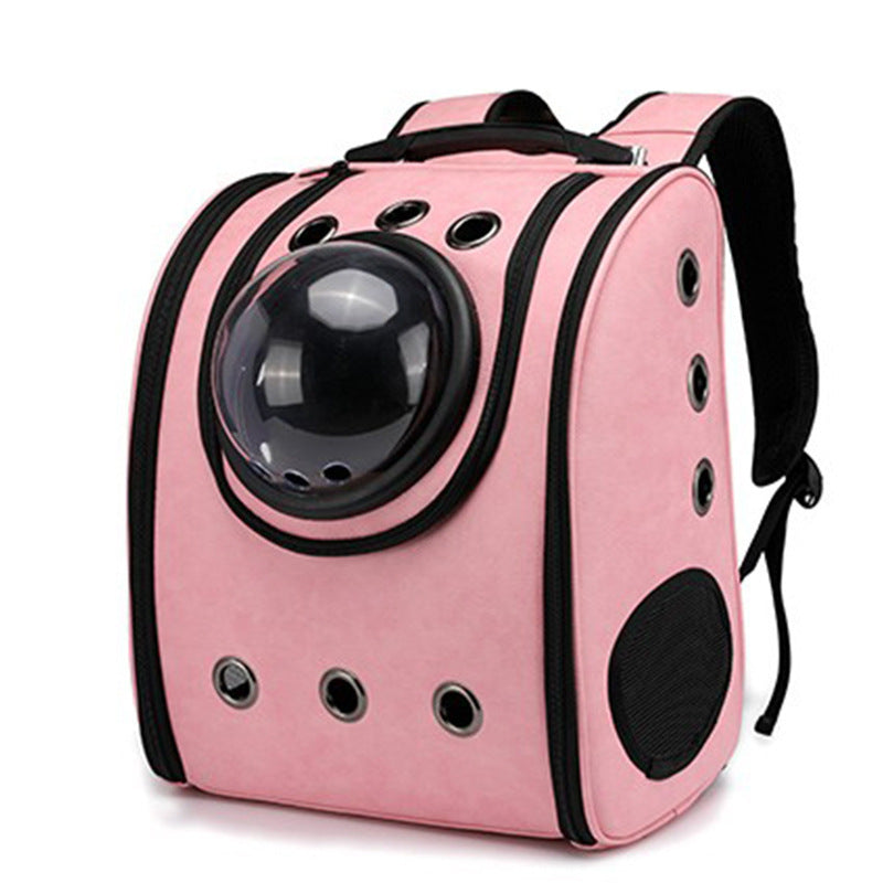 Leather capsule backpack for pets pink