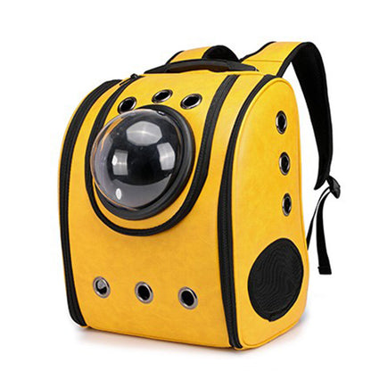 Leather capsule backpack for pets yellow