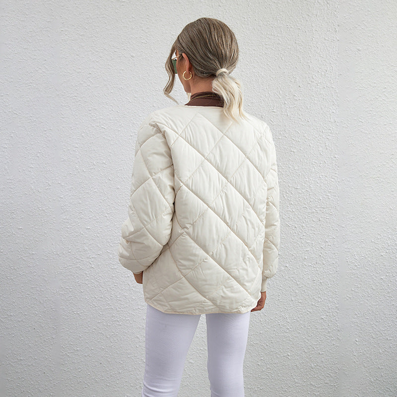 Lightweight casual jacket with rhombus pattern white