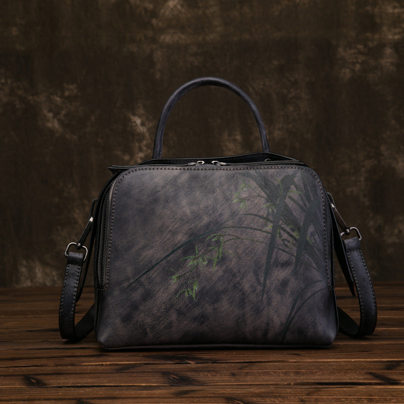 Luxury vintage leather handbags black