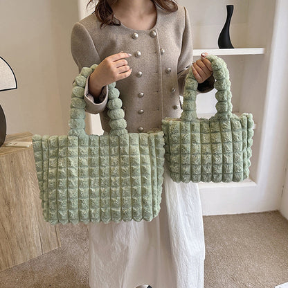 Plaid winter handbag for women green