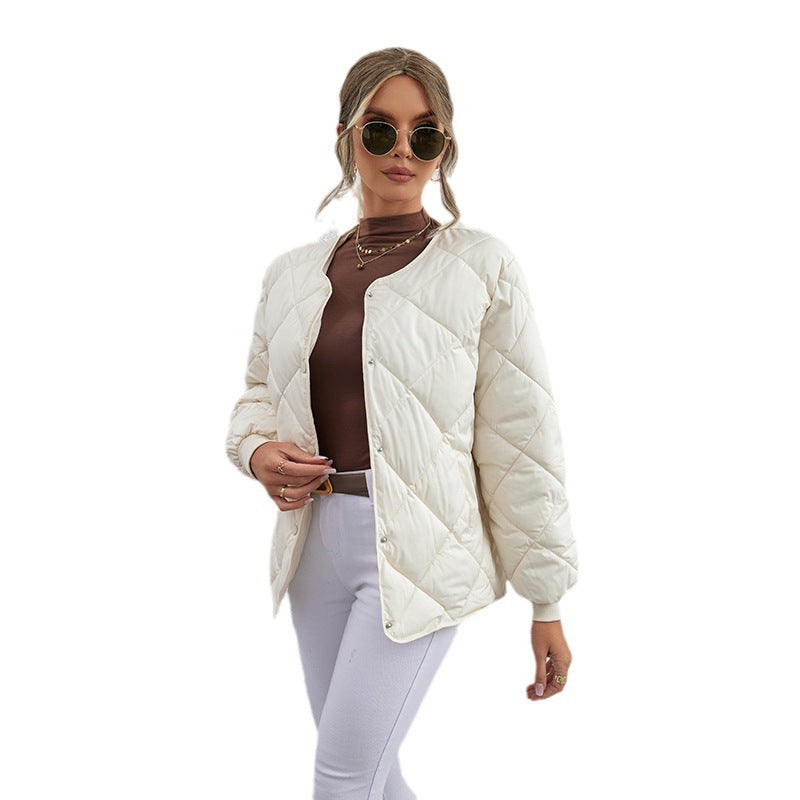 Quilted rhombus design jacket white