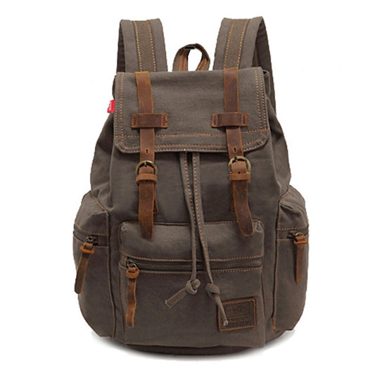 Stylish men's canvas backpack army green