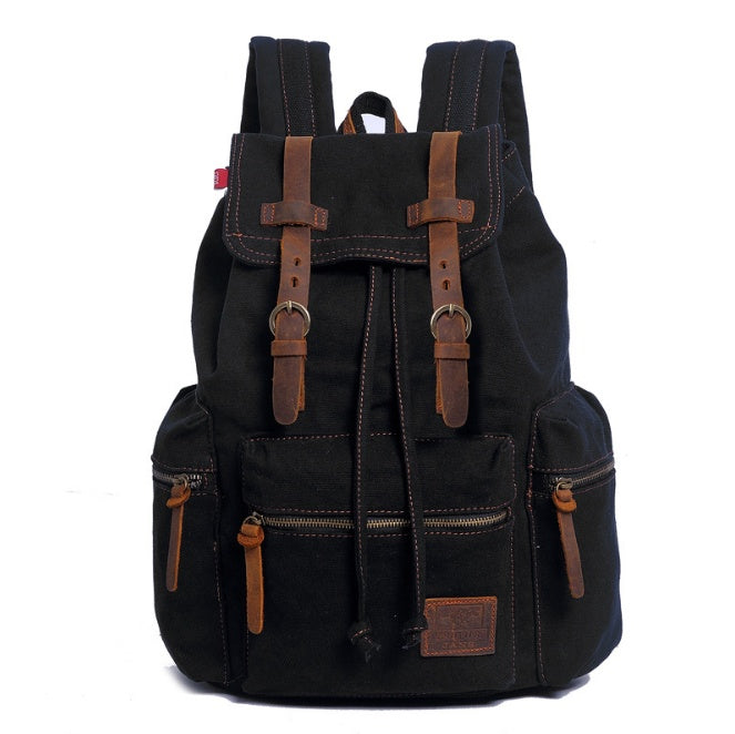 Stylish men's canvas backpack black